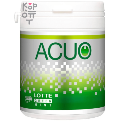 Lotte ACUO Slim Bottle - Резинка жевательная, зеленая мята, банка, 140гр.