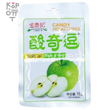 Конфеты Hong Tai Kee Foods кислые, со вкусом яблока &mdash; Корейские товары для всей семьи(КорОпт)