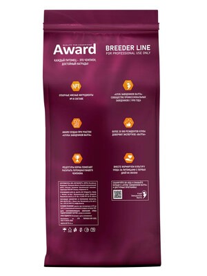 Сухой корм AWARD PFB Monoprotein для взрослых кошек с индейкой, яблоками и артишоками 15кг