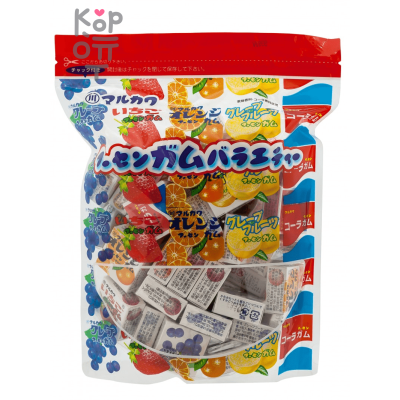 Резинка жевательная Marukawa Ассорти 5 вкусов (апельсин, виноград, клубника, мускат, кола), 270 гр.