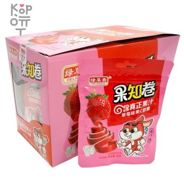 Конфета Green Grass Delicious Лента жевательная с витамином С и соком Клубники — Корейские товары для всей семьи(КорОпт)