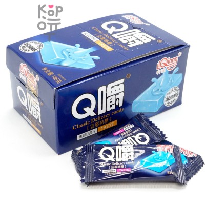 Ириска мягкая Q Chew Premium со вкусом Голубики 168гр.