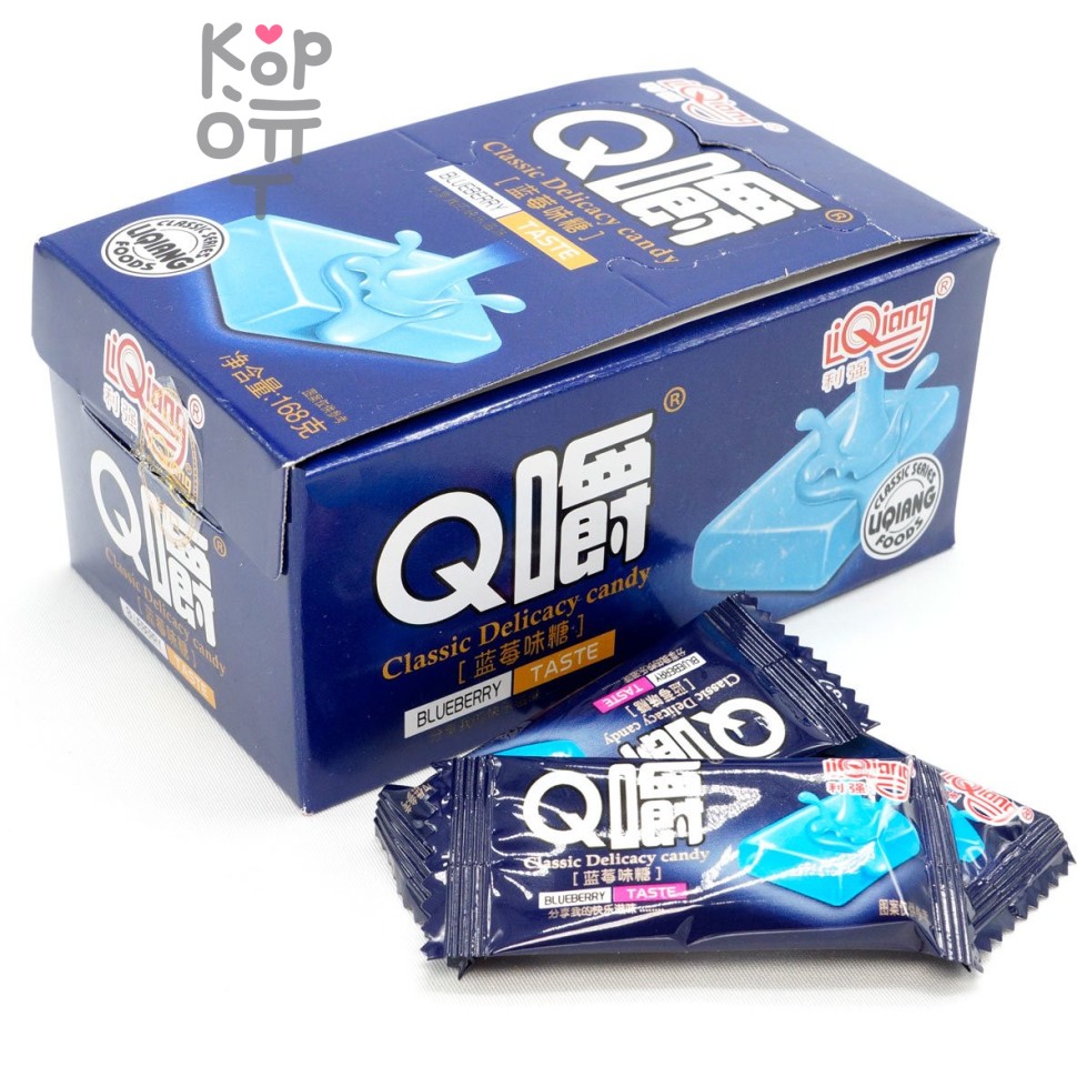 Ириска мягкая Q Chew Premium со вкусом Голубики 168гр.