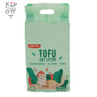 Tofu Emily Pets Green Tea - Соевый комкующийся наполнитель для кошачьего туалета с ароматом зеленого чая 2,5кг.  — Корейские товары для всей семьи(КорОпт)