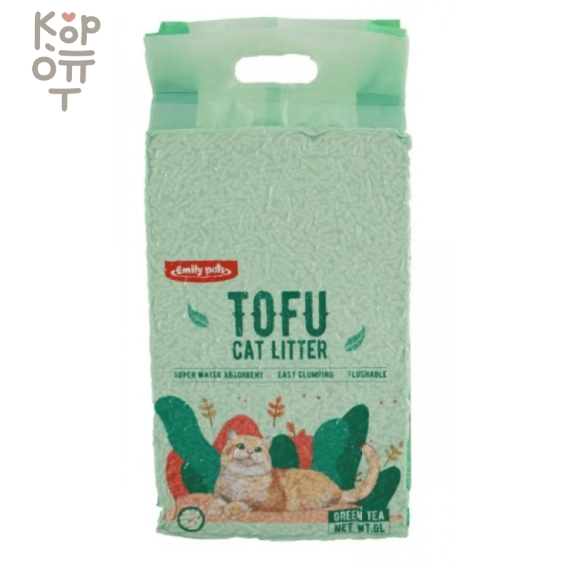 Tofu Emily Pets Green Tea - Соевый комкующийся наполнитель для кошачьего туалета с ароматом зеленого чая 2,5кг. , купить с доставкой на дом фото 1 — Корейские товары для всей семьи(КорОпт)