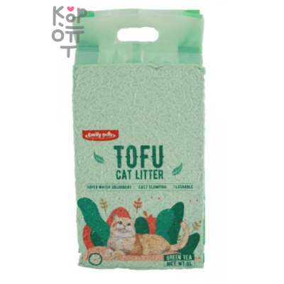 Tofu Emily Pets Green Tea - Соевый комкующийся наполнитель для кошачьего туалета с ароматом зеленого чая 2,5кг. 