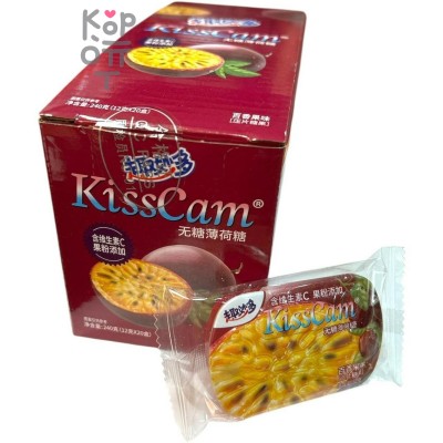 Драже Холодок KissCam - Мятные леденцы без сахара с витамином С и вкусом Маракуйя