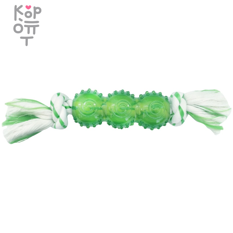 CanineClean игрушка для собак Палочка синтетическая резина с канатом 25 см с ароматом мяты, зеленый, купить с доставкой на дом фото 1 — Корейские товары для всей семьи(КорОпт)