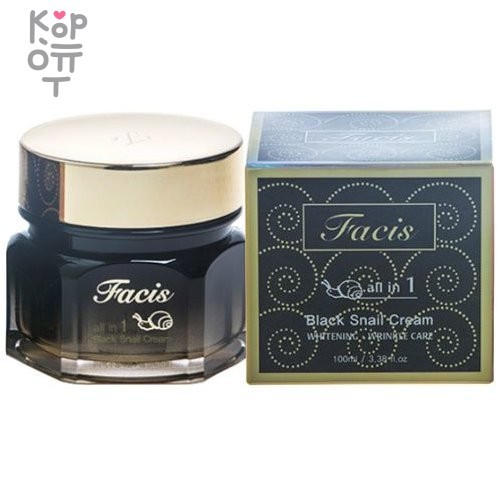 JIGOTT Facis All-In-One Black Snail Cream 100ml - Восстанавливающий крем-эссенция для лица с муцином улитки 100мл., купить с доставкой на дом Высококонцентрированный крем с муцином черной улитки – средство для интенсивного ухода за кожей, воздействует сразу по нескольким направлениям и позволяет добиться потрясающих результатов