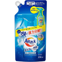KAO Attack Foam Spray Disinfection Plus- Пенящийся спрей-пятновыводитель для обработки пятен перед стиркой.