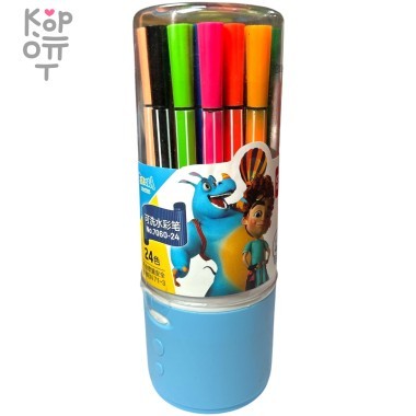 Deli Explora - Набор фломастеров в тубусе, 24 цвета — Корейские товары для всей семьи(КорОпт)