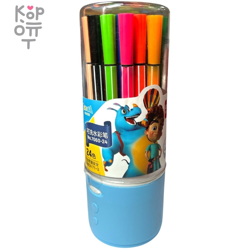 Deli Explora - Набор фломастеров в тубусе, 24 цвета, купить с доставкой на дом фото 1 &mdash; Корейские товары для всей семьи(КорОпт)