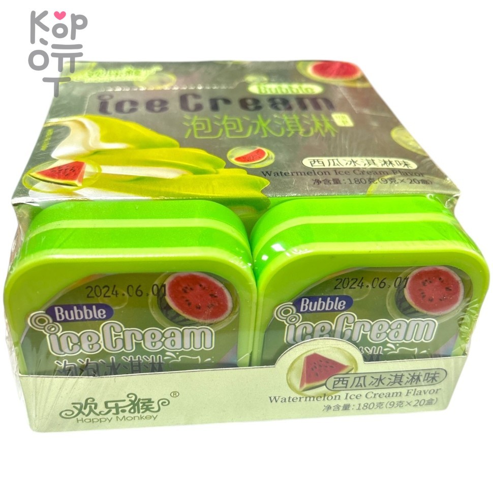 Драже Happy Monkey Bubble Ice Cream - Искрящееся мороженное со вкусом Арбуза, купить с доставкой на дом фото 1 — Корейские товары для всей семьи(КорОпт)
