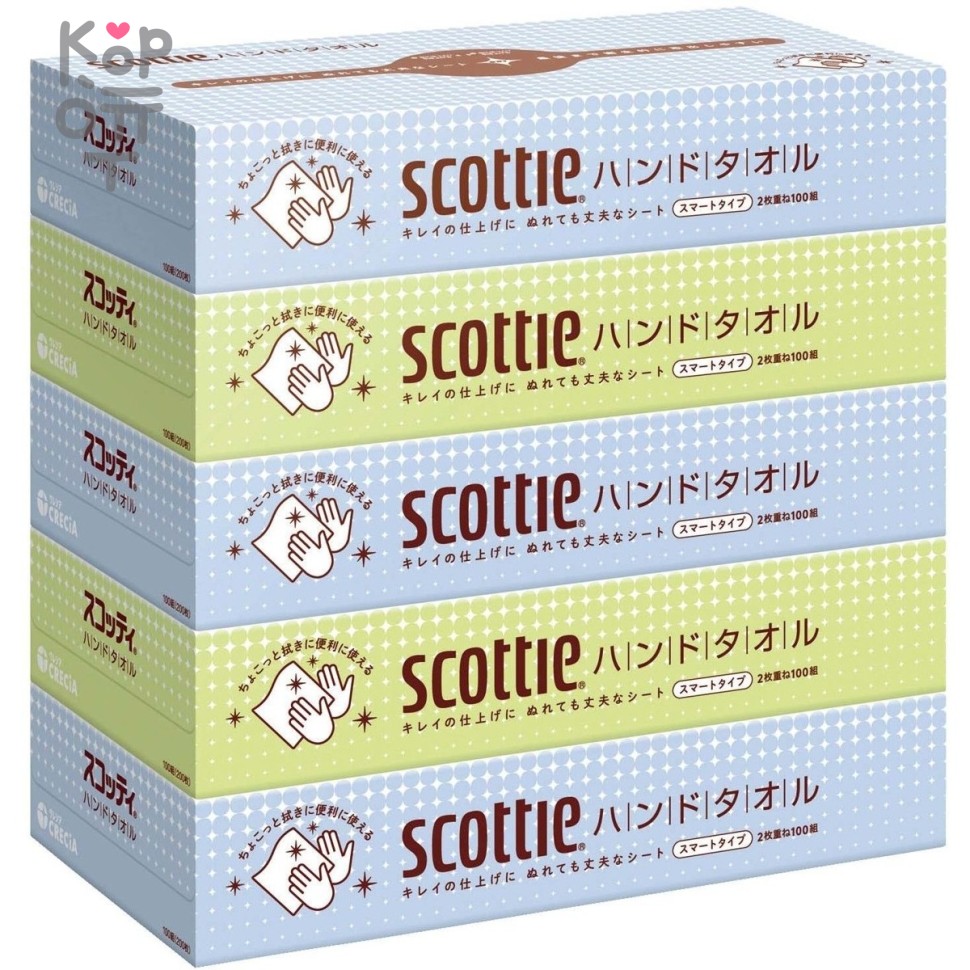 Scottie - Бумажное полотенце, размер листа 198*206мм., 100л.*5коробок., купить с доставкой на дом фото 1 — Корейские товары для всей семьи(КорОпт)