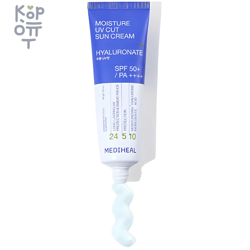 Mediheal Moisture UV Cut Sun Cream - Увлажняющий солнцезащитный крем с Гиалуроновой Кислотой 50мл., купить с доставкой на дом фото 1 &mdash; Корейские товары для всей семьи(КорОпт)