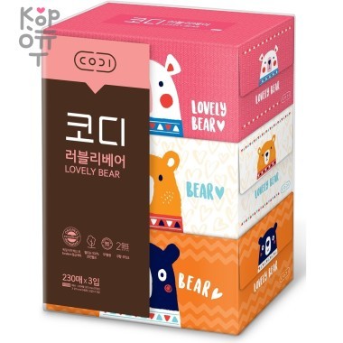 Ssangyong Любимые мишки - Двухслойные бумажные салфетки 230шт.*3уп. &mdash; Корейские товары для всей семьи(КорОпт)