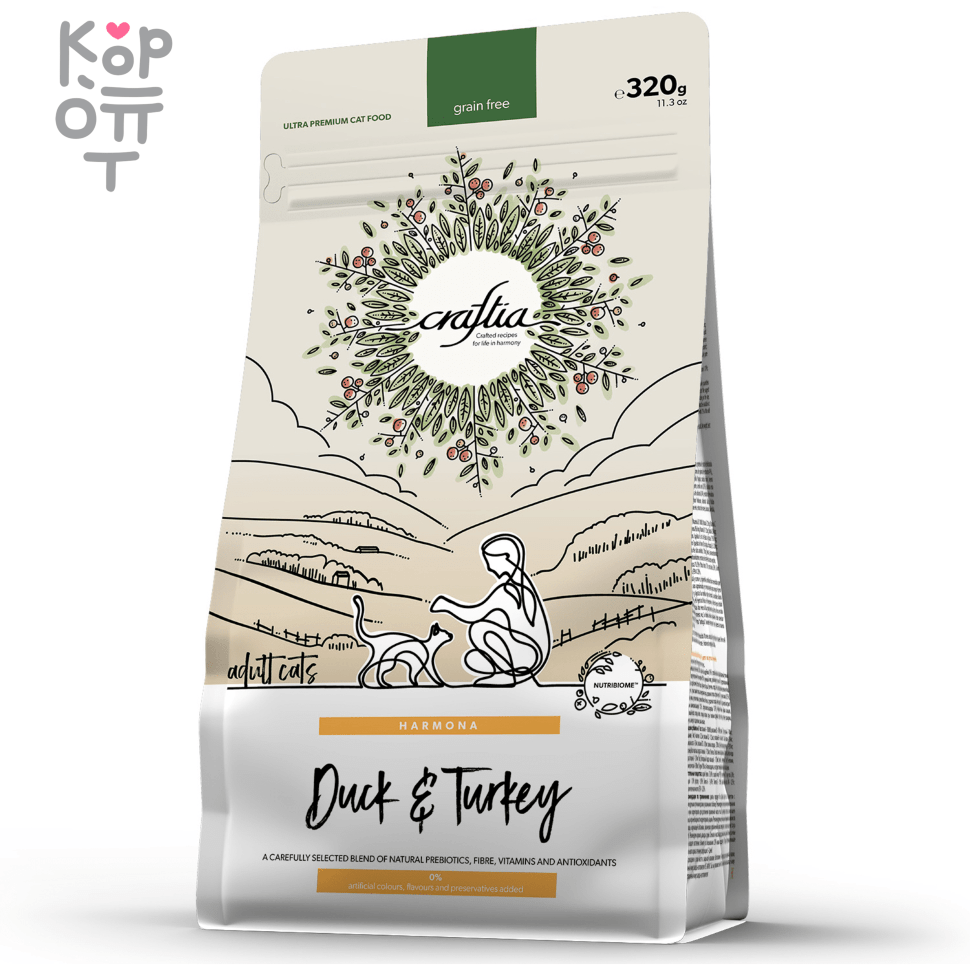 CRAFTIA HARMONA Сухой корм для взрослых кошек из Утки и Индейки., купить с доставкой на дом фото 1 — Корейские товары для всей семьи(КорОпт)