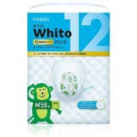 Whito Детские подгузники-трусики для девочек и мальчиков 58шт. 7-10кг Размер М на 12 часов