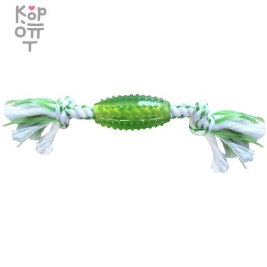 CanineClean игрушка для собак Регби синтетическая резина с канатом 25 см с ароматом мяты, зеленый — Корейские товары для всей семьи(КорОпт)