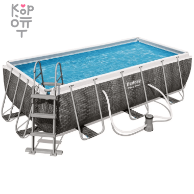 Каркасный бассейн Bestway Power Steel Frame Pool модель 56442, 404х201смх100см(6478л.), имитация ротанга — Корейские товары для всей семьи(КорОпт)
