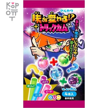 Резинка жевательная Marukawa &quot;Волшебница&quot; (персик, зелёное яблоко, виноград, содовая) 10гр.* 20шт. в блоке. — Корейские товары для всей семьи(КорОпт)