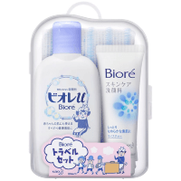 KAO Biore Travel Kit - Набор дорожный Гель для душа 90 мл + Пенка для умывания 30 мл + Мочалка "Bubbly"