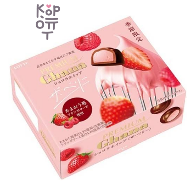 Lotte Ghana Premium Strawberry Raspberry — Шоколад ГАНА Премиум клубнично-малиновый, 56 г