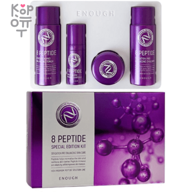 Enough Kit Edition 8 Peptide Special 4 Set - Антивозрастной набор миниатюр для лица с Пептидами 55мл.+55мл.+10мл.+20мл.  &mdash; Корейские товары для всей семьи(КорОпт)