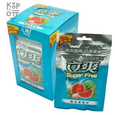 Конфеты Lishuang Sugar Free со вкусом арбуза и мяты, 180гр. — Корейские товары для всей семьи(КорОпт)