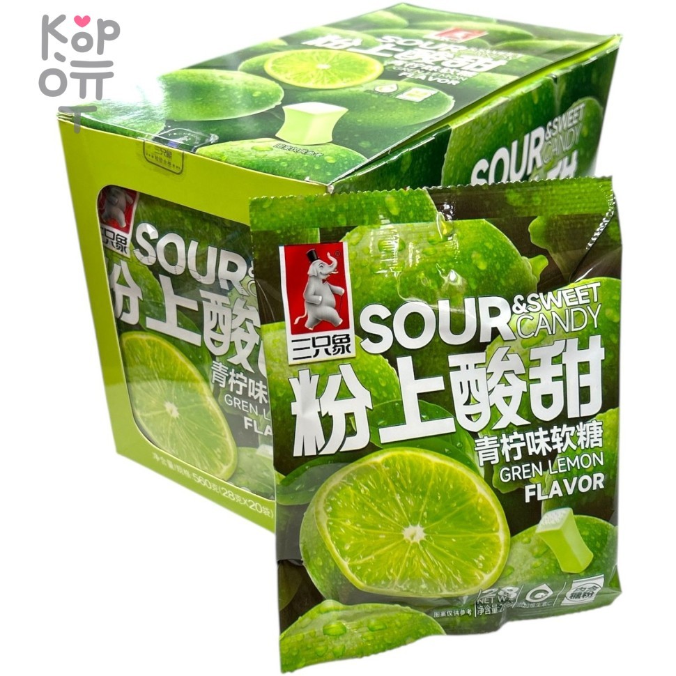 Кислый мармелад Elephant спелые фрукты, со вкусом зеленого Лимона, купить с доставкой на дом фото 1 — Корейские товары для всей семьи(КорОпт)