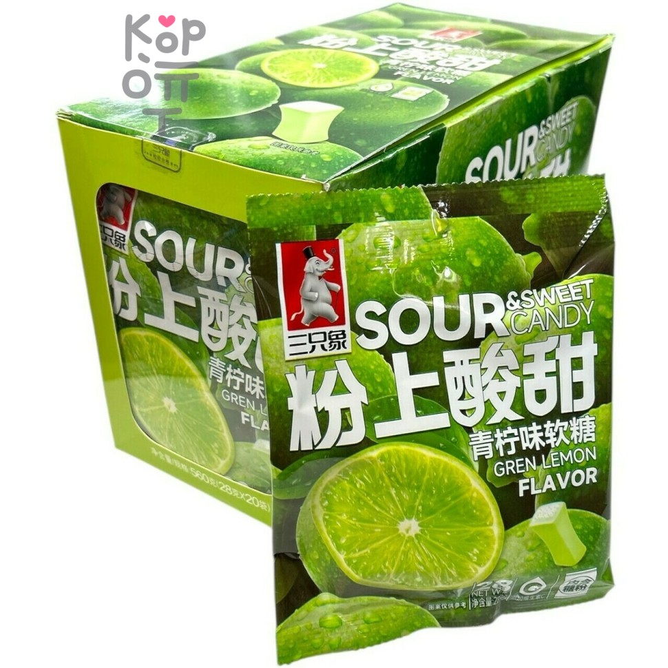 Кислый мармелад Elephant спелые фрукты, со вкусом зеленого Лимона