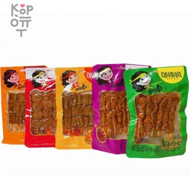Снэк Шашлычок из соевого мяса на шпажке, острый, пряный 85гр. — Корейские товары для всей семьи(КорОпт)