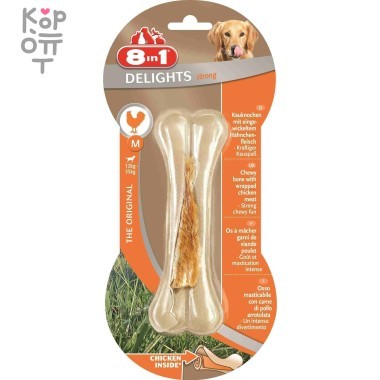 8in1 DELIGHTS Strong M косточка сверхпрочная с куриным мясом для средних и крупных собак 14,5 см &mdash; Корейские товары для всей семьи(КорОпт)