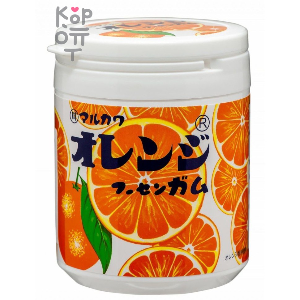 Marukawa Orange Marble Gum Bottle - Резинка жевательная со вкусом апельсина, банка, 130гр.