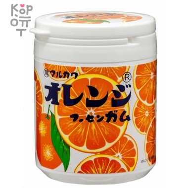 Marukawa Orange Marble Gum Bottle - Резинка жевательная со вкусом апельсина, банка, 130гр. — Корейские товары для всей семьи(КорОпт)