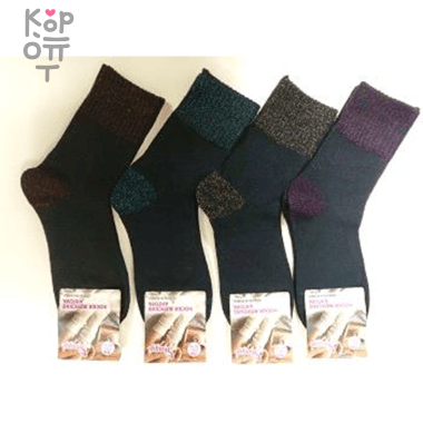Носочки теплые женские с люрексом, Размер 35-40, Упаковка 12шт. — Корейские товары для всей семьи(КорОпт)
