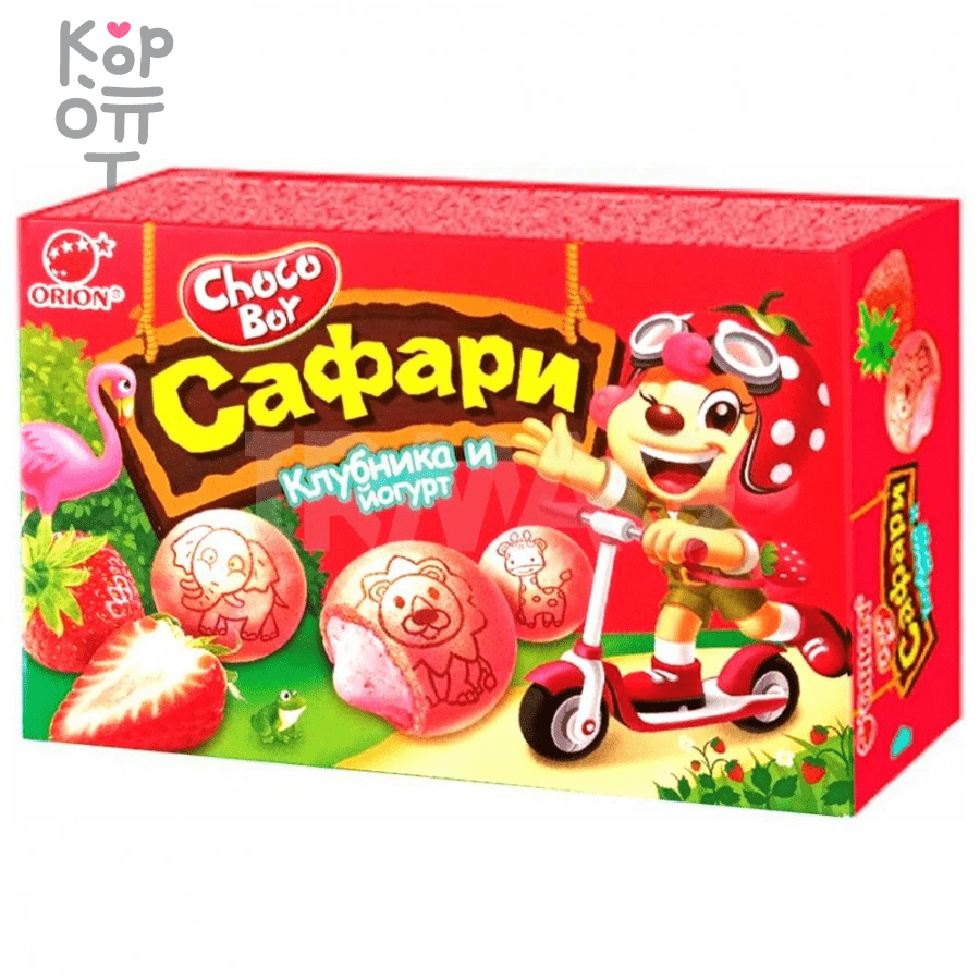 Orion Choco Boy Yogurt & Strawberry - Печенье Чоко Бой Сафари Йогурт и Клубника, 39гр.