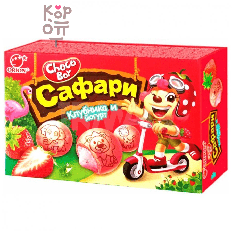Orion Choco Boy Yogurt & Strawberry - Печенье Чоко Бой Сафари Йогурт и Клубника, 39гр.