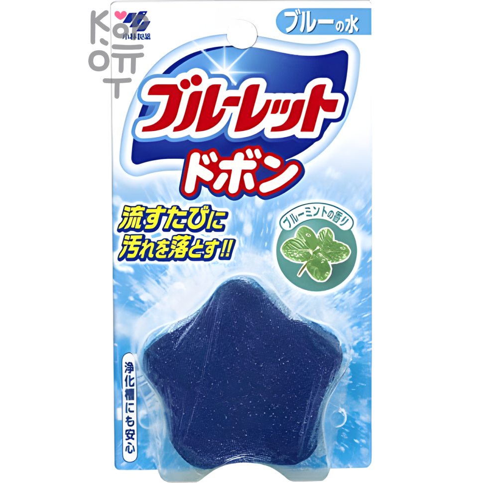 KOBAYASHI Bluelet Dobon Double Blue Mint - Очищающая и дезодорирующая таблетка для бачка унитаза с ароматом мяты 60гр. 