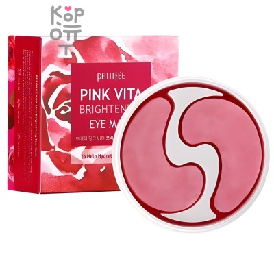 Petitfee Pink Vita Brightening Eye Mask - Осветляющие патчи для глаз на основе эссенции розовой воды 60 шт