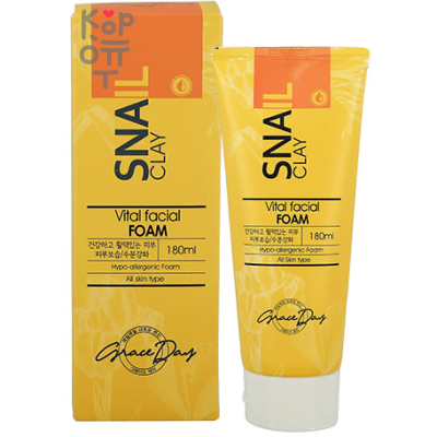 Grace Day SNAIL CLAY FRESH FACIAL FOAM Пенка для умывания с экстрактом секрета улитки и белой глиной 180мл.