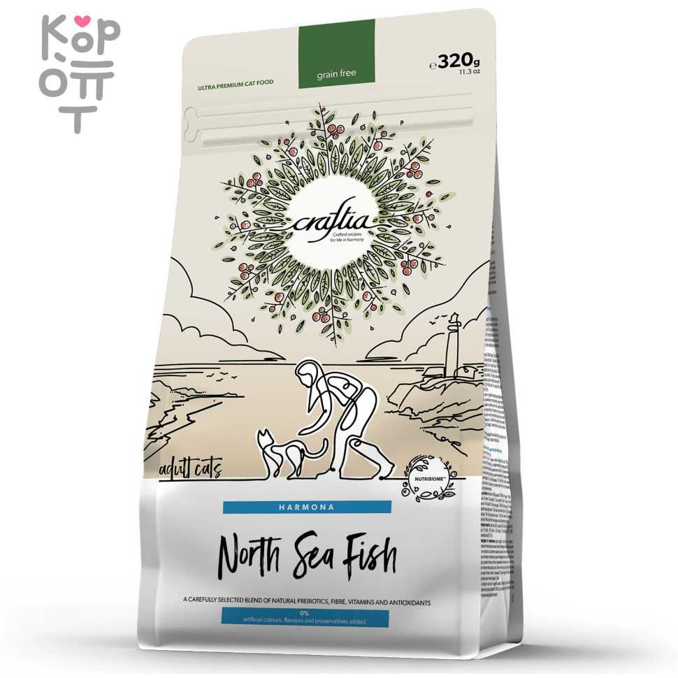 CRAFTIA HARMONA Сухой корм для взрослых кошек из рыбы Северного Моря., купить с доставкой на дом фото 1 — Корейские товары для всей семьи(КорОпт)
