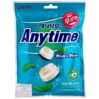 Lotte Anytime Milk Mint - Карамель леденцовая с ксилитолом, молочная 60гр.