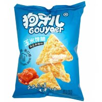 Чипсы треугольные Gouyaer кукурузные со вкусом морской соли и карамели, 88гр.
