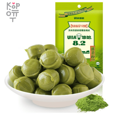 UHA Tokuno Milk 8.2 Strong Matcha Candy - Очень толстая молочная конфета, в японском стиле, со вкусом Матча, 103гр. &mdash; Корейские товары для всей семьи(КорОпт)
