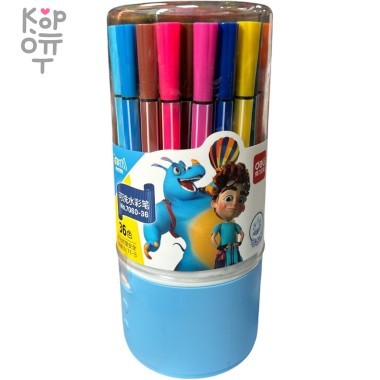 Deli Explora - Набор фломастеров в тубусе, 36 цветов — Корейские товары для всей семьи(КорОпт)