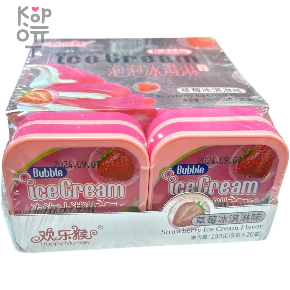 Драже Happy Monkey Bubble Ice Cream - Искрящееся мороженное со вкусом Клубники, купить с доставкой на дом фото 1 — Корейские товары для всей семьи(КорОпт)