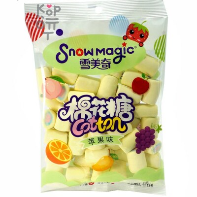 Маршмеллоу Snowmagic Ассорти вкусов Клубники, Персика, Винограда, Манго и Апельсина, зеленая упаковка, 138гр.