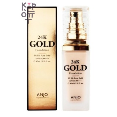 Anjo Professional 24K Gold Foundation No. 21 Light Beige - Светло-бежевый - Тональная основа, 40 мл
