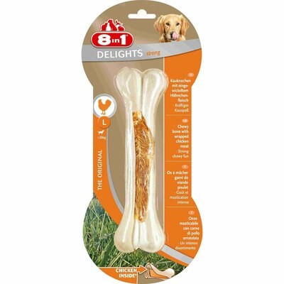 8in1 DELIGHTS Strong L косточка сверхпрочная с куриным мясом для крупных собак 21 см